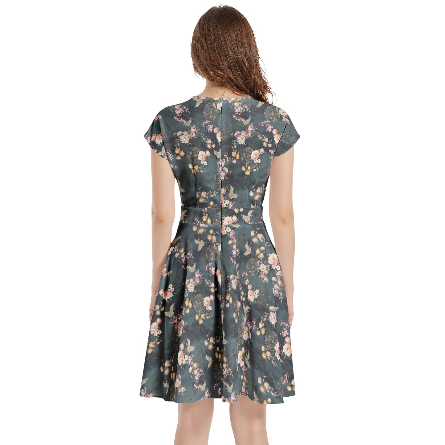 Short Sleeve Casual A-Line Midi Dress