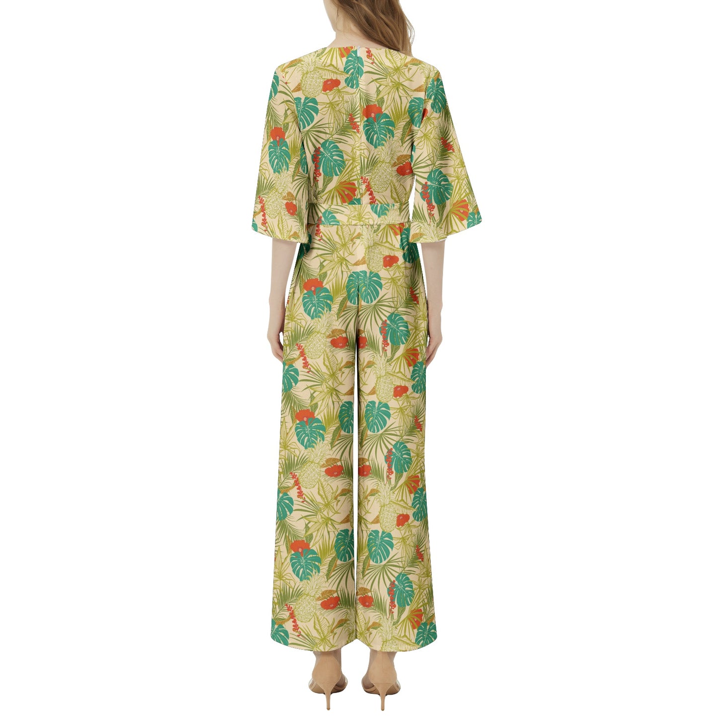 Dolman Sleeve Belted Wide Leg Jumpsuit