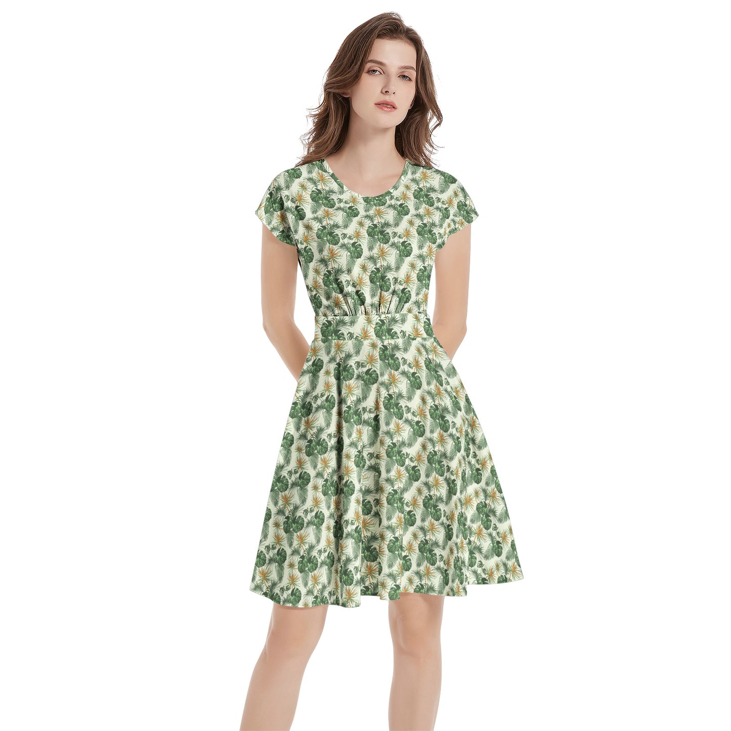 Short Sleeve Casual A-Line Midi Dress