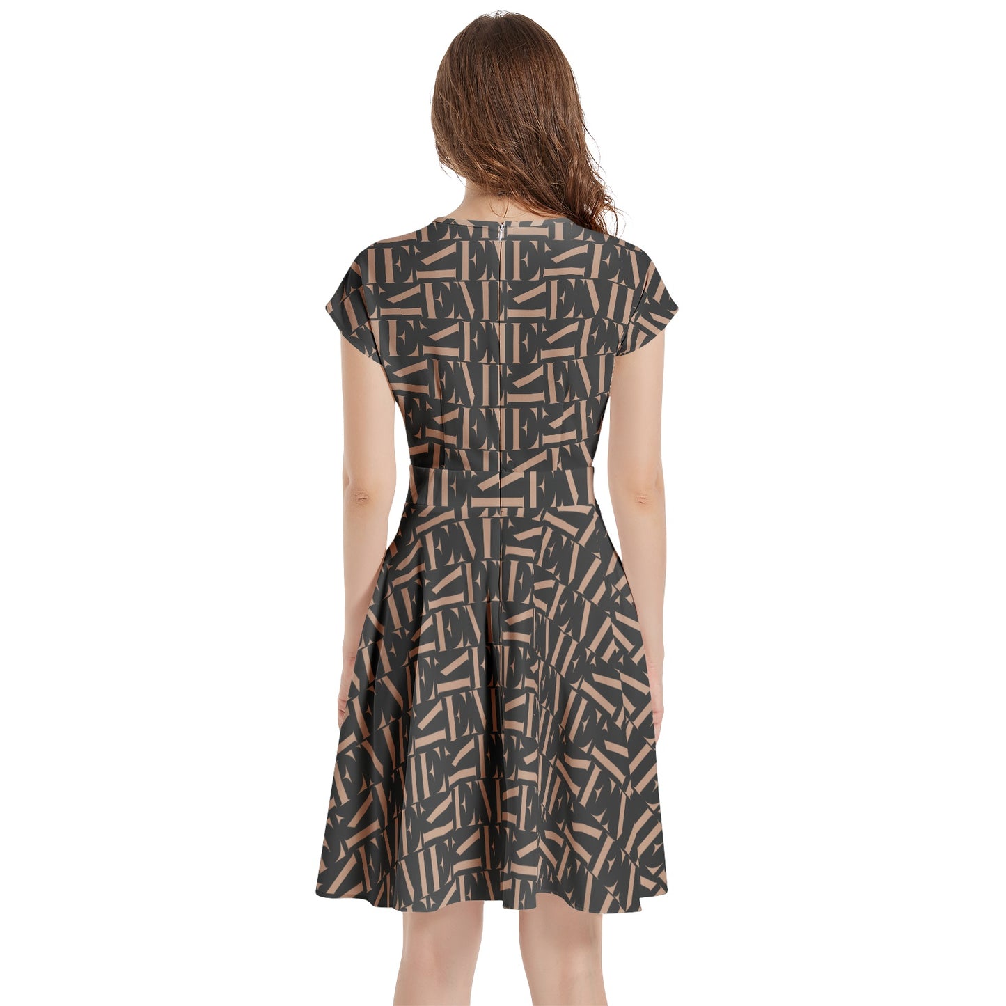 Short Sleeve Casual A-Line Midi Dress