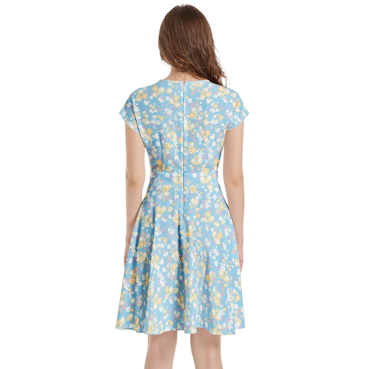 Short Sleeve Casual A-Line Midi Dress