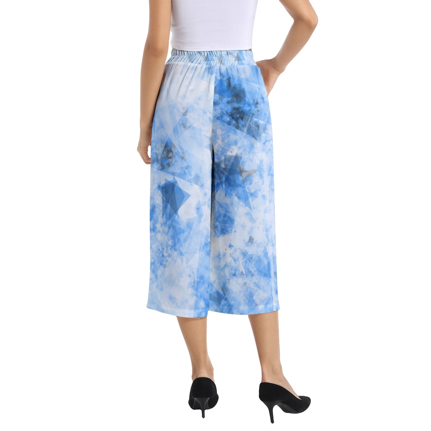 Elastic Waist Capris Wide Leg Pant