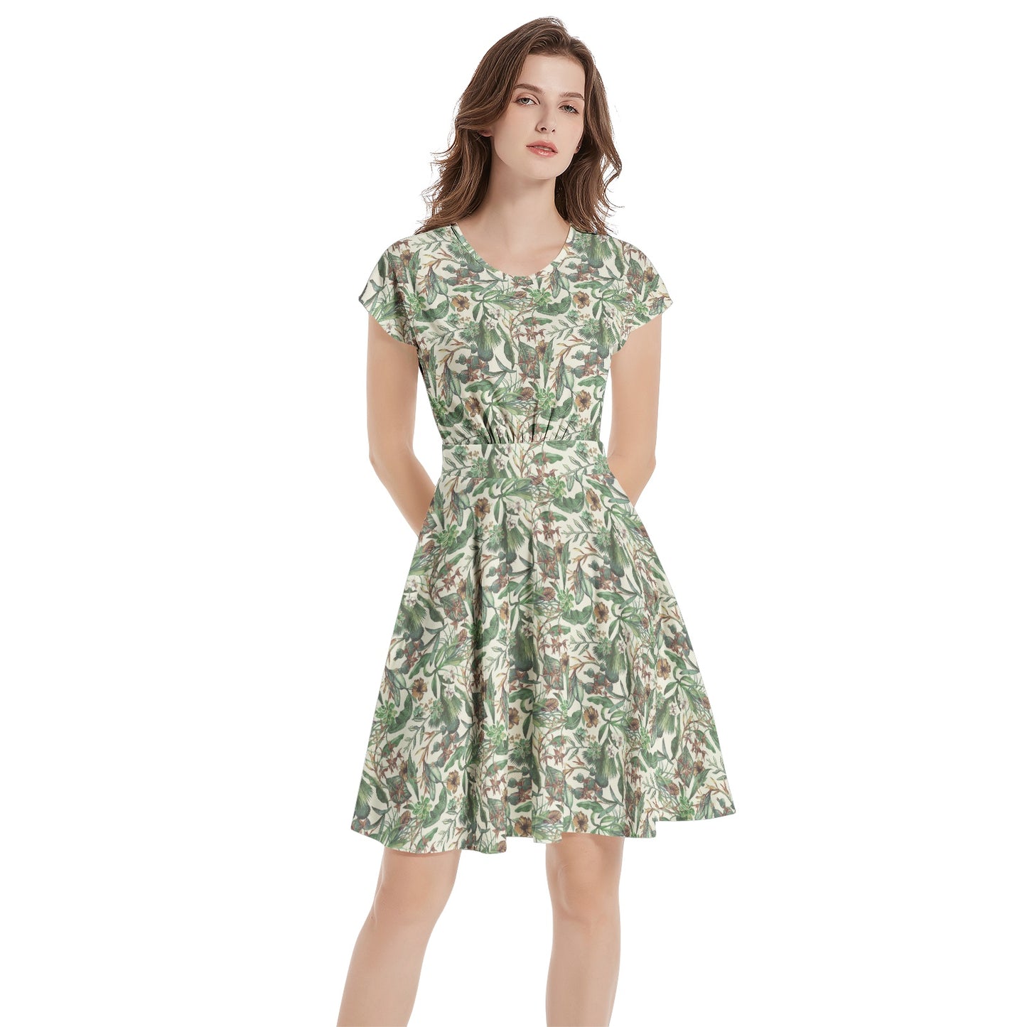 Short Sleeve Casual A-Line Midi Dress