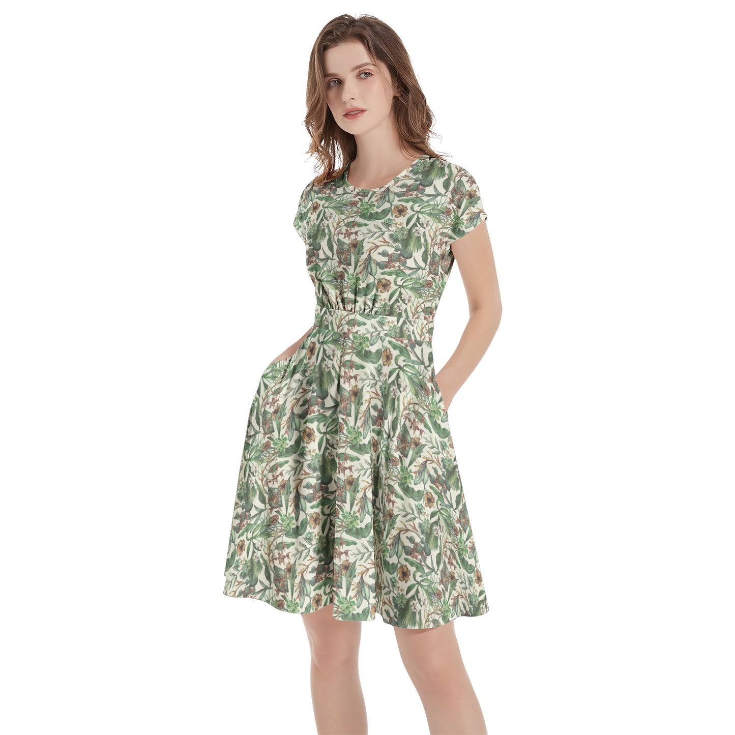 Short Sleeve Casual A-Line Midi Dress