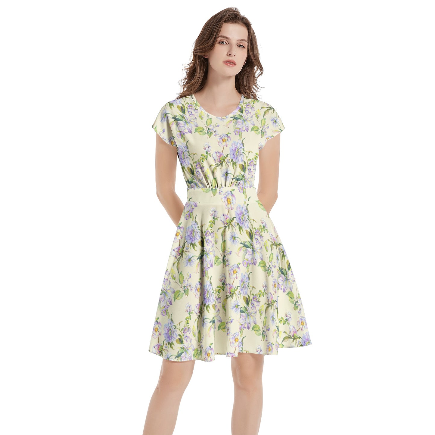 Short Sleeve Casual A-Line Midi Dress