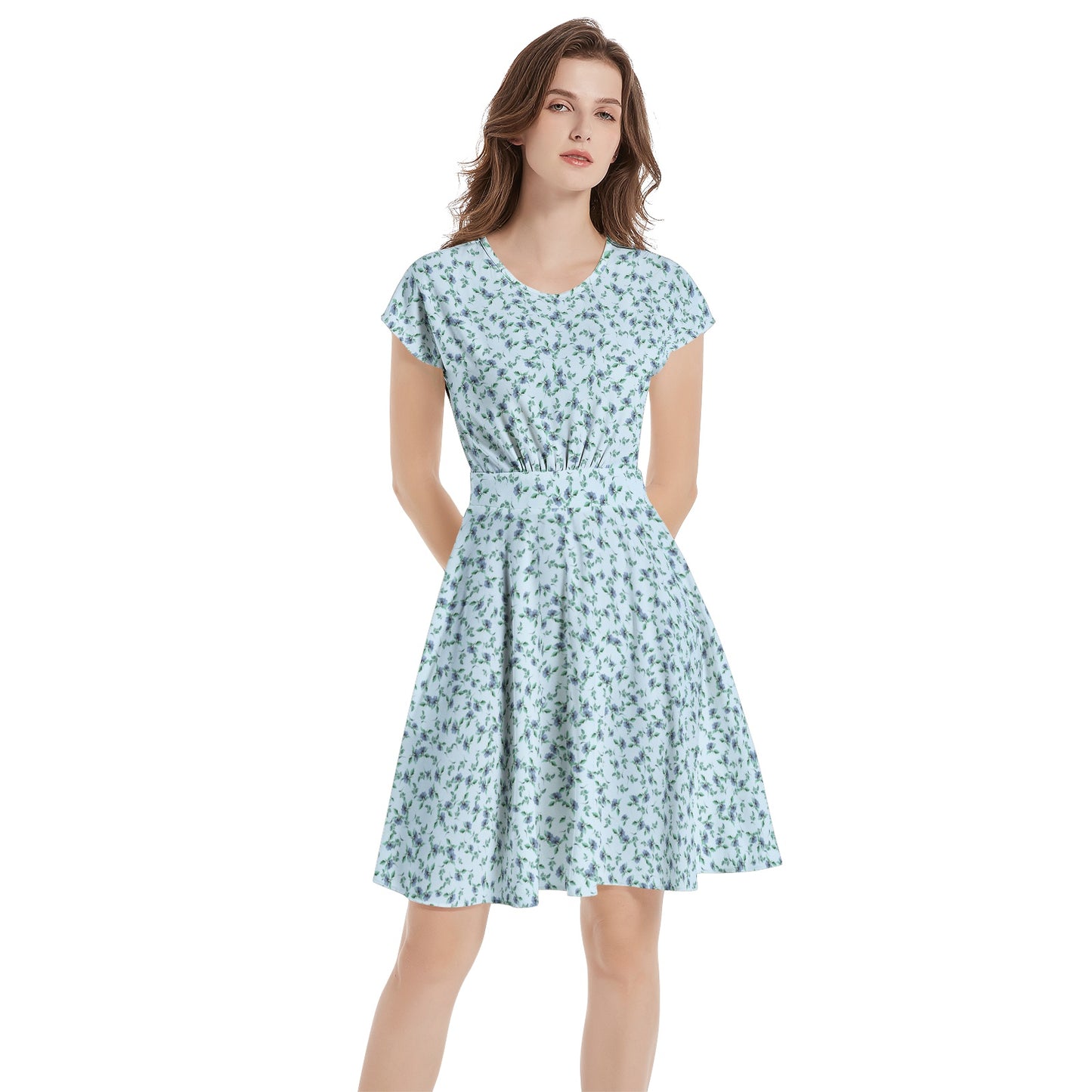 Short Sleeve Casual A-Line Midi Dress