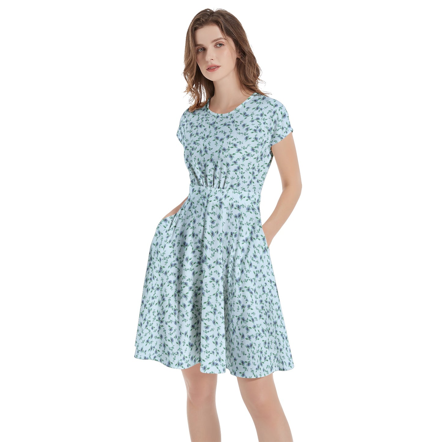 Short Sleeve Casual A-Line Midi Dress