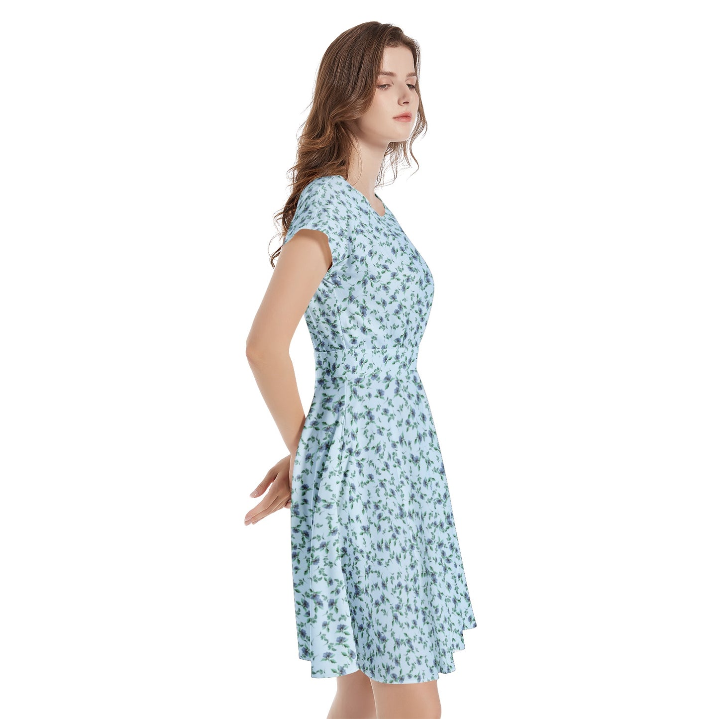 Short Sleeve Casual A-Line Midi Dress