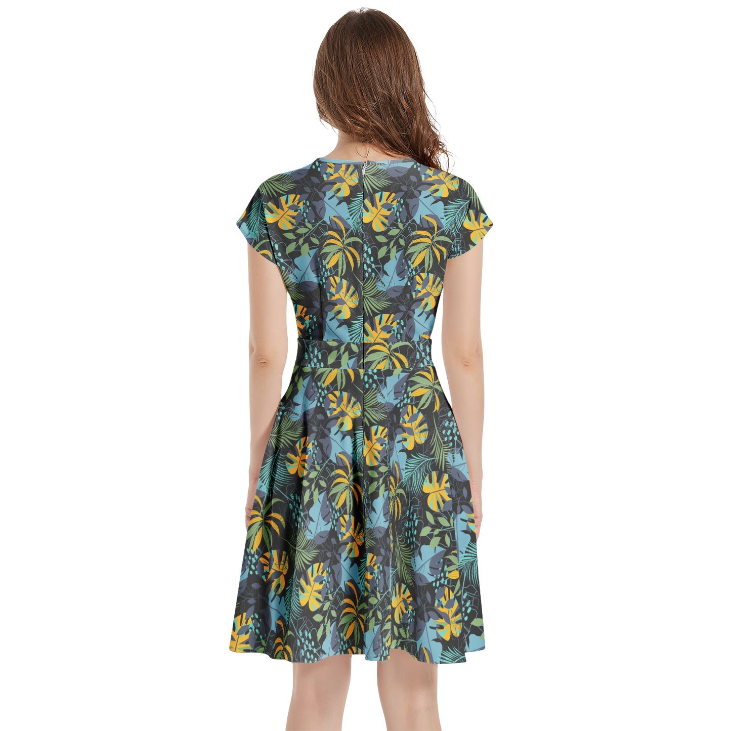 Short Sleeve Casual A-Line Midi Dress