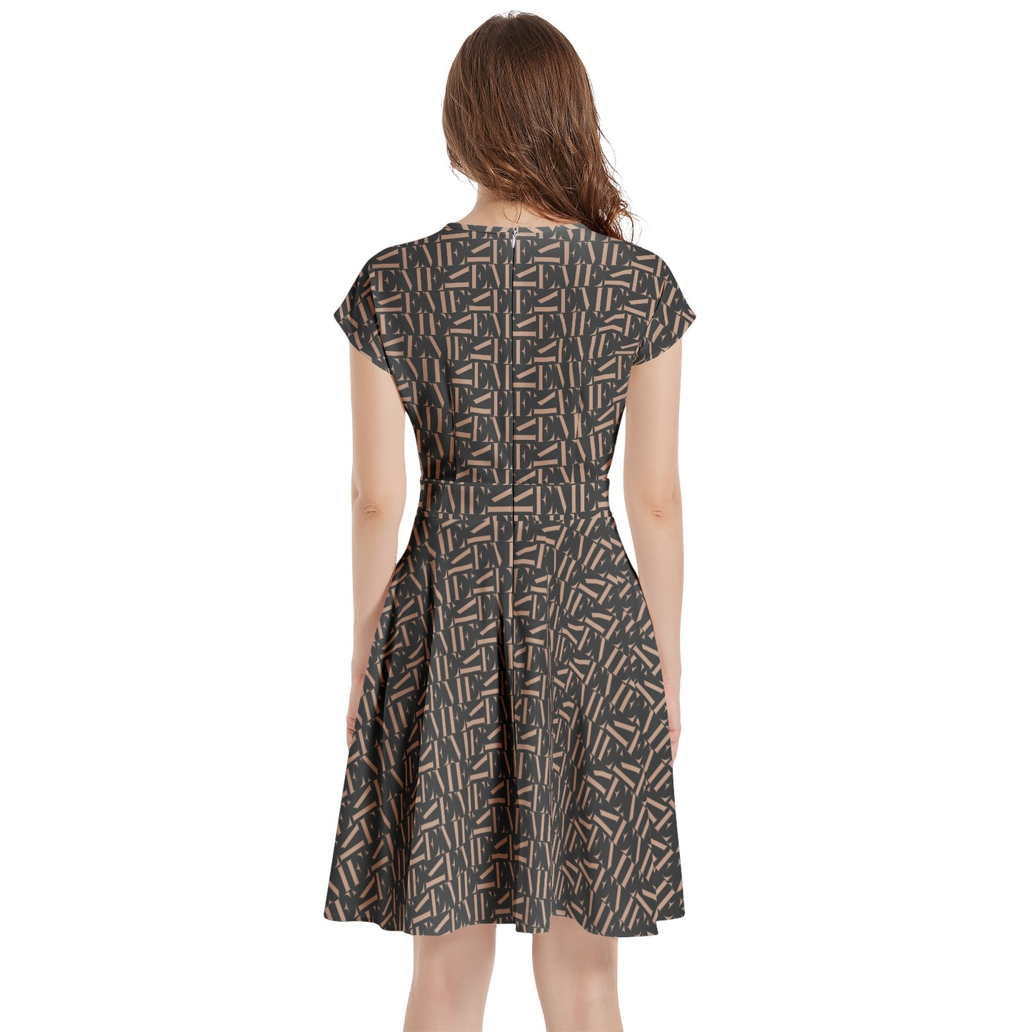 Short Sleeve Casual A-Line Midi Dress