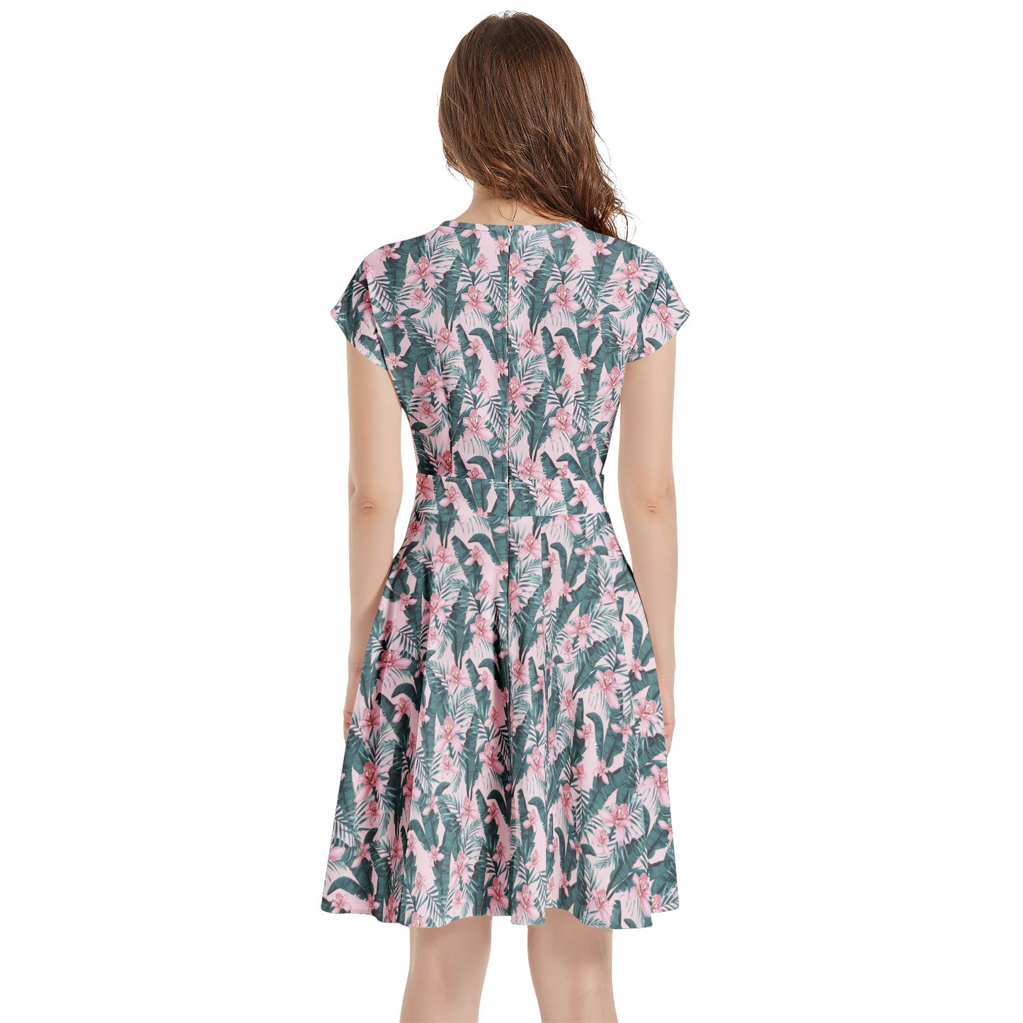 Short Sleeve Casual A-Line Midi Dress