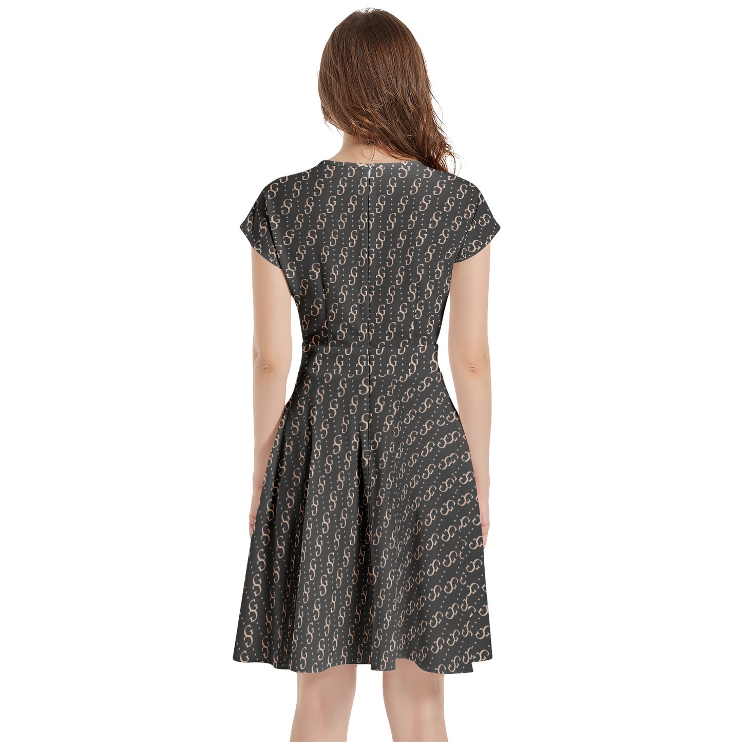 Short Sleeve Casual A-Line Midi Dress