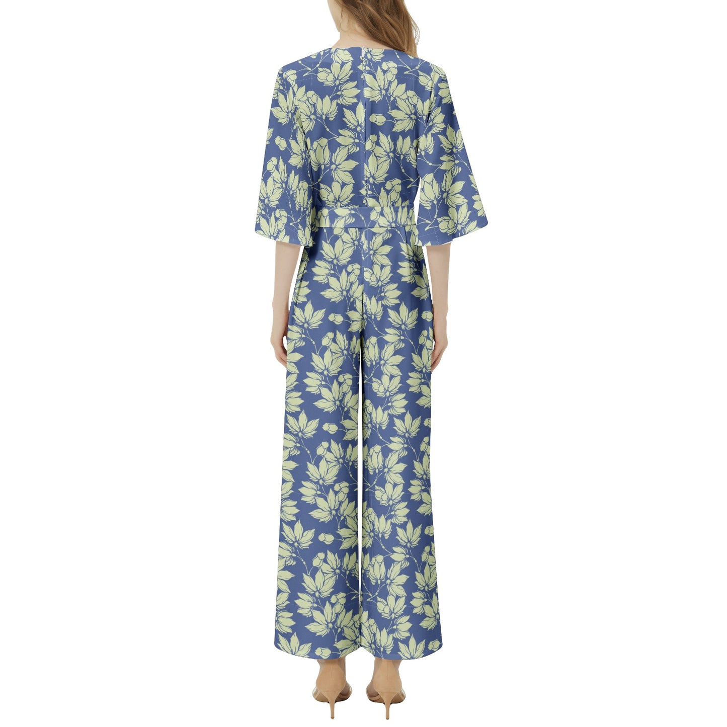 Dolman Sleeve Belted Wide Leg Jumpsuit