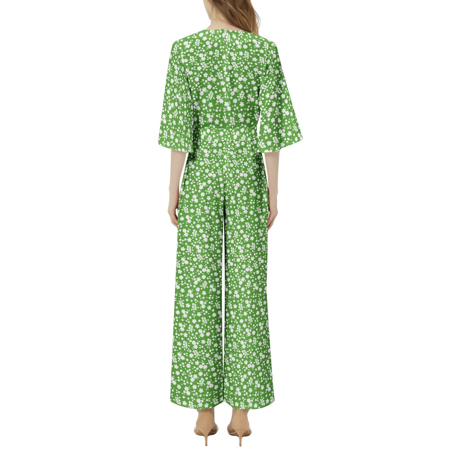 Dolman Sleeve Belted Wide Leg Jumpsuit