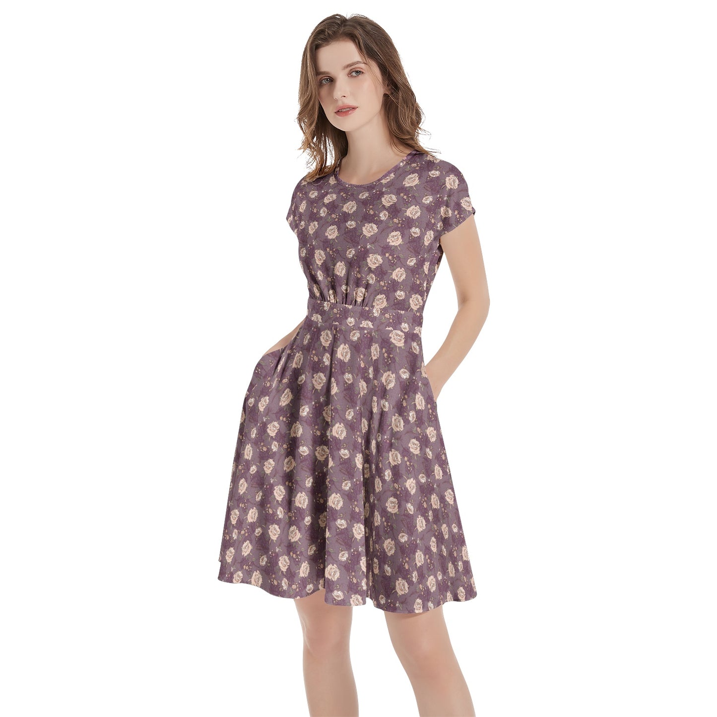 Short Sleeve Casual A-Line Midi Dress