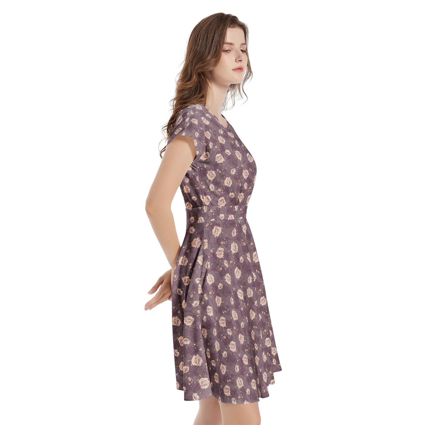 Short Sleeve Casual A-Line Midi Dress