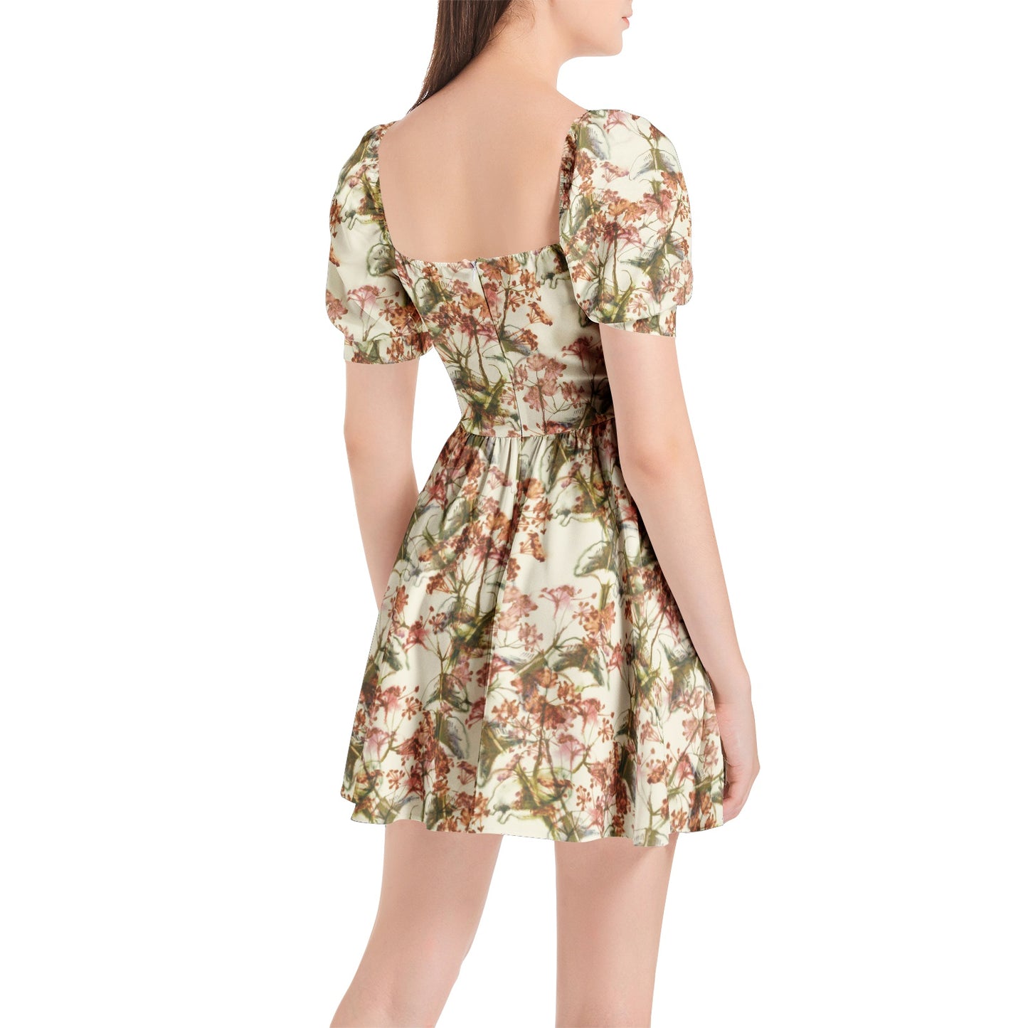 Puff Sleeve Sweetheart Neck Short Dress