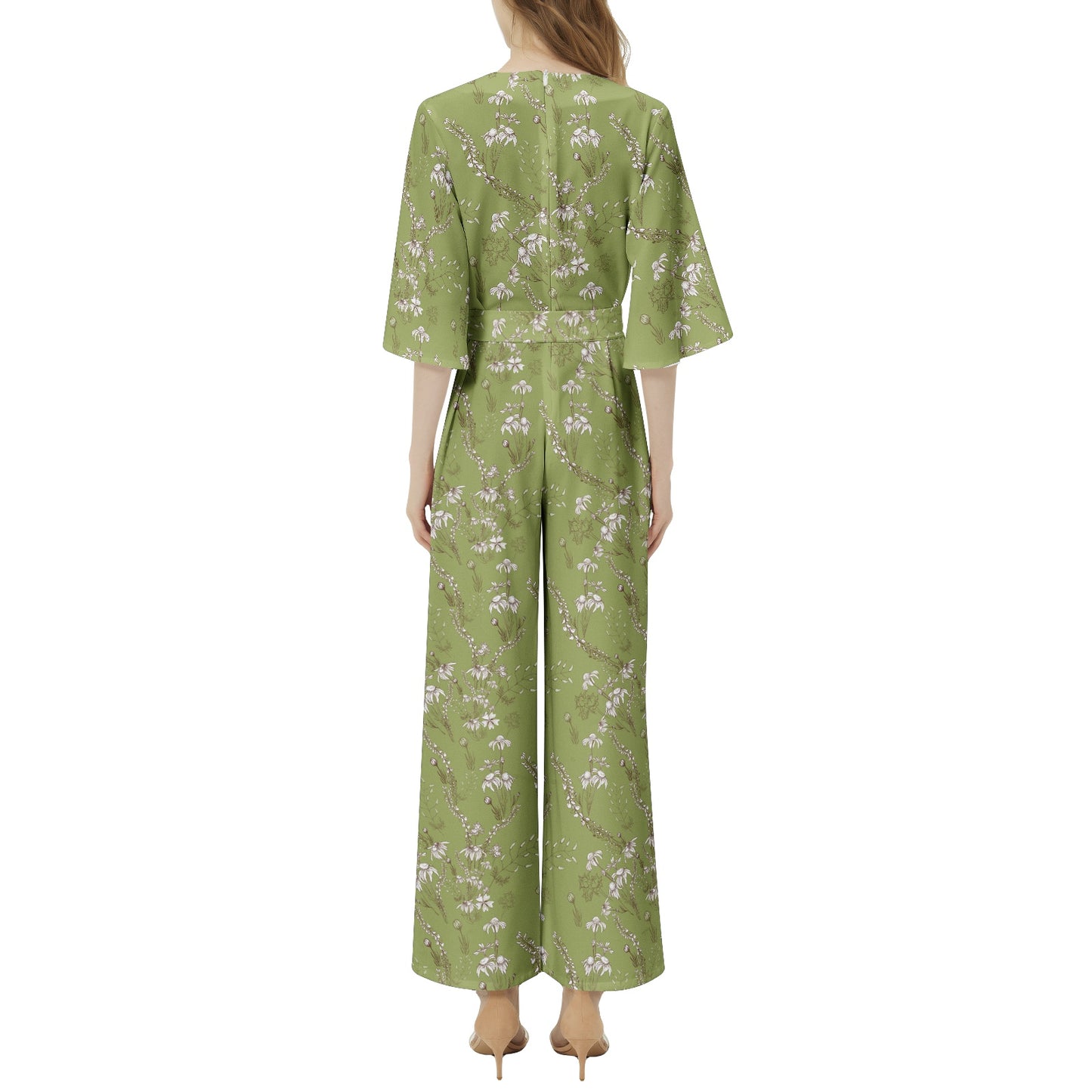 Dolman Sleeve Belted Wide Leg Jumpsuit