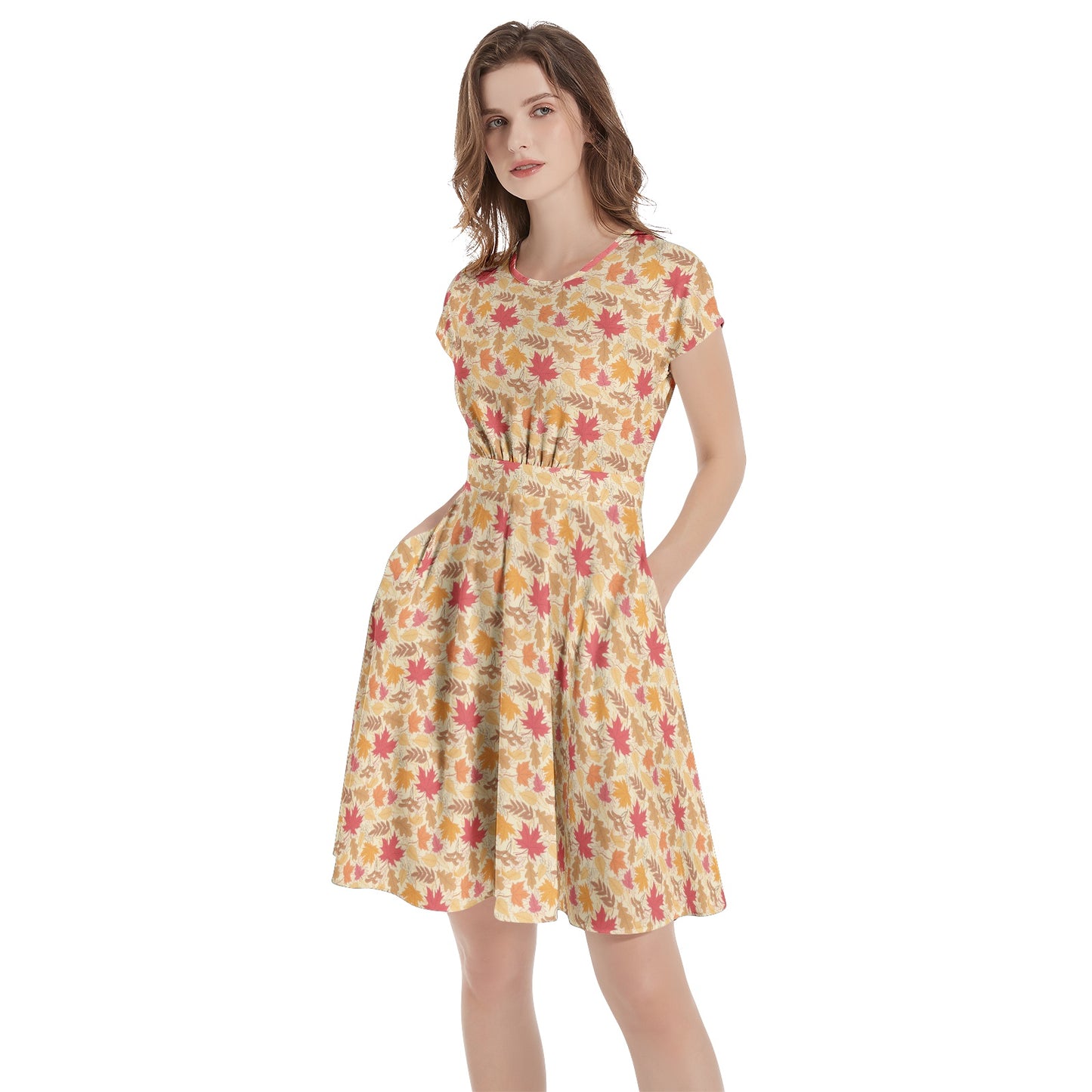 Short Sleeve Casual A-Line Midi Dress