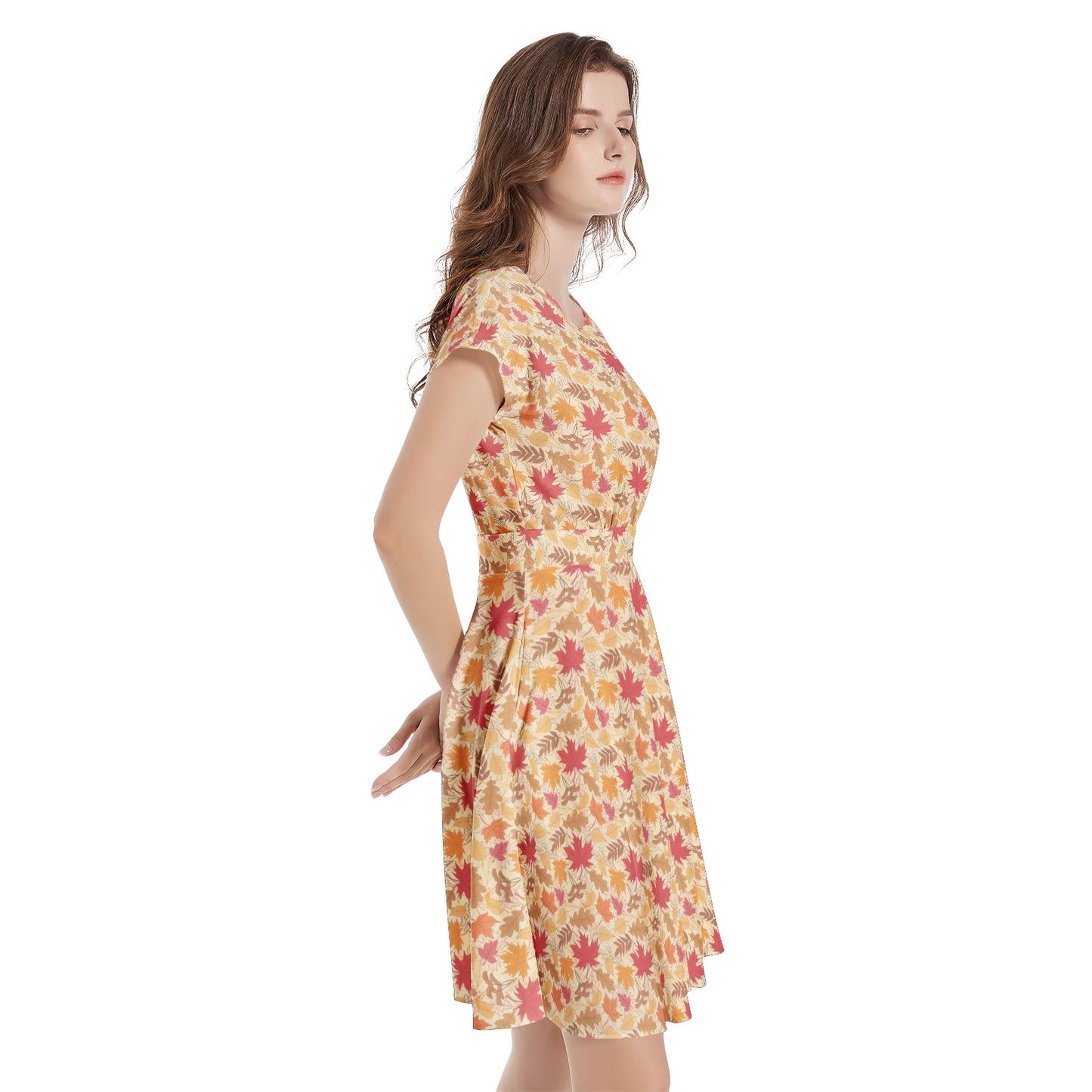 Short Sleeve Casual A-Line Midi Dress