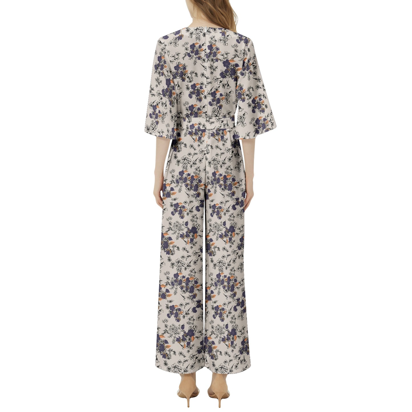 Dolman Sleeve Belted Wide Leg Jumpsuit