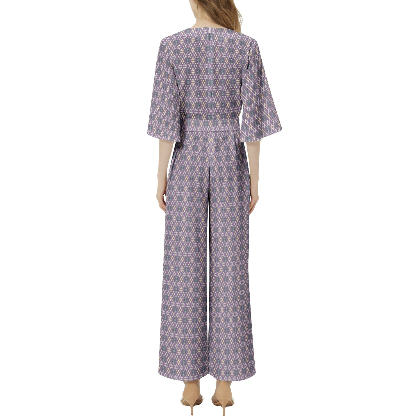 Dolman Sleeve Belted Wide Leg Jumpsuit