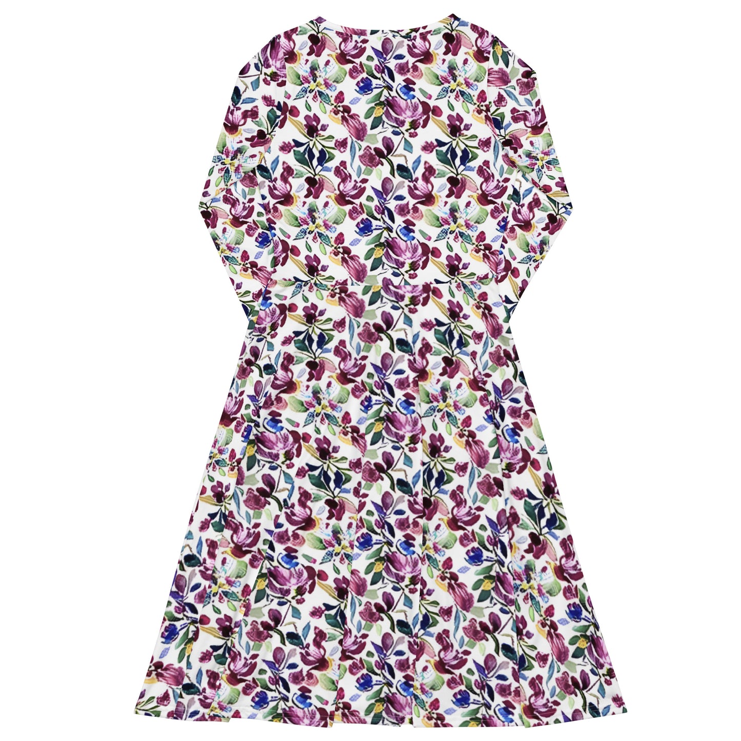 All-over print long sleeve midi dress