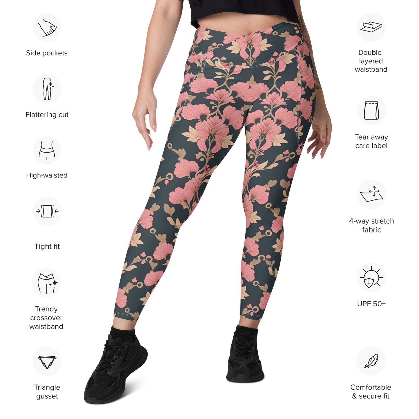 Crossover leggings with pockets