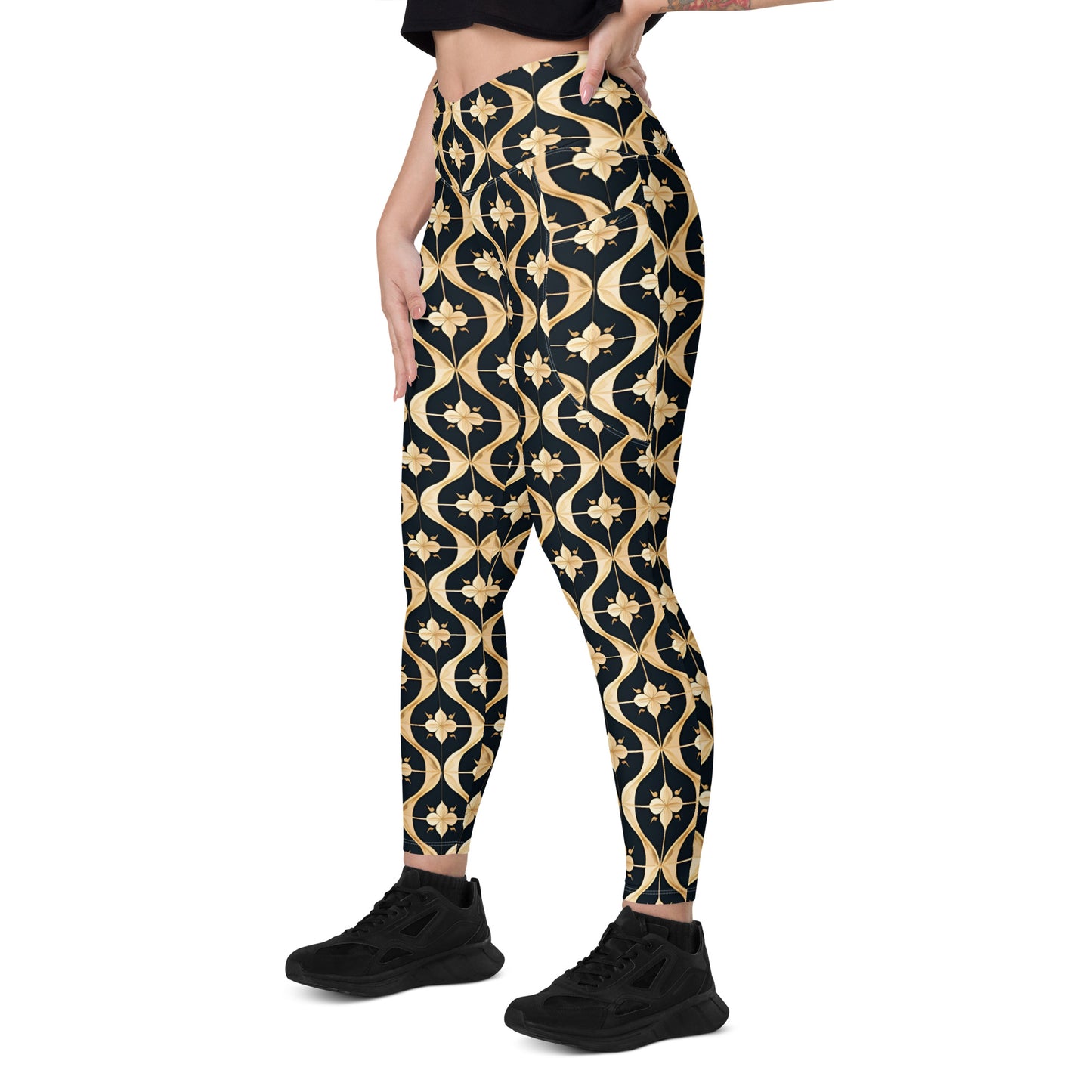 Crossover leggings with pockets
