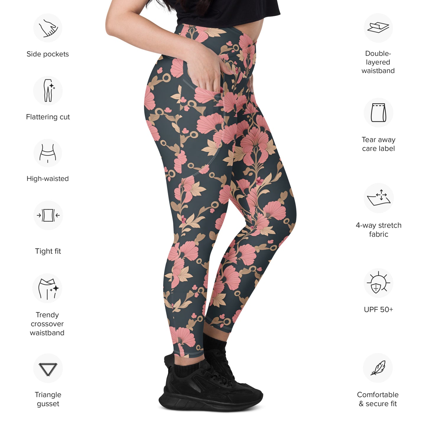 Crossover leggings with pockets