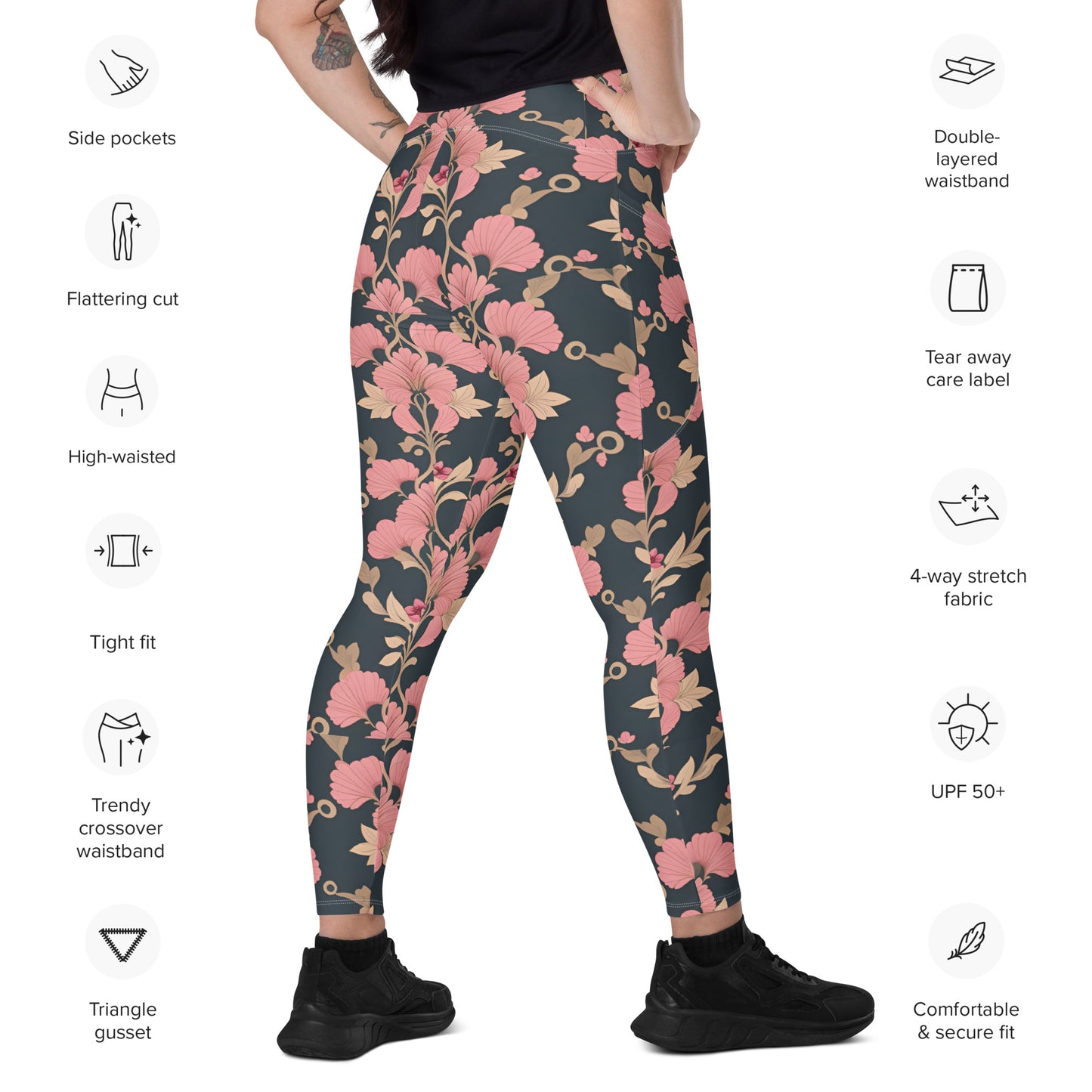 Crossover leggings with pockets