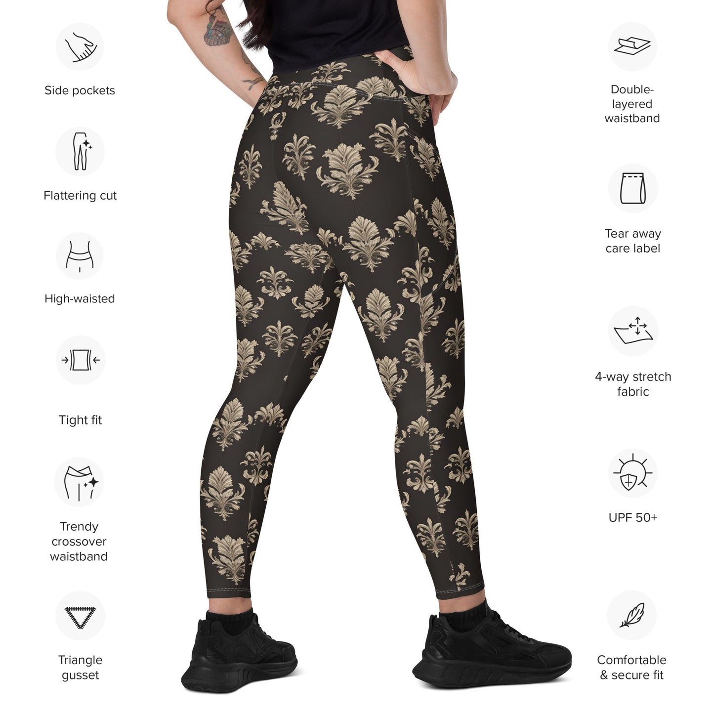 Crossover leggings with pockets