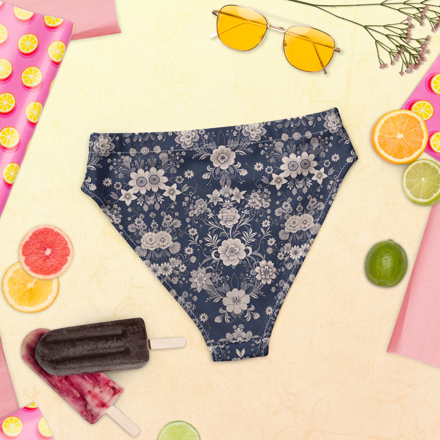 Recycled high-waisted bikini bottom