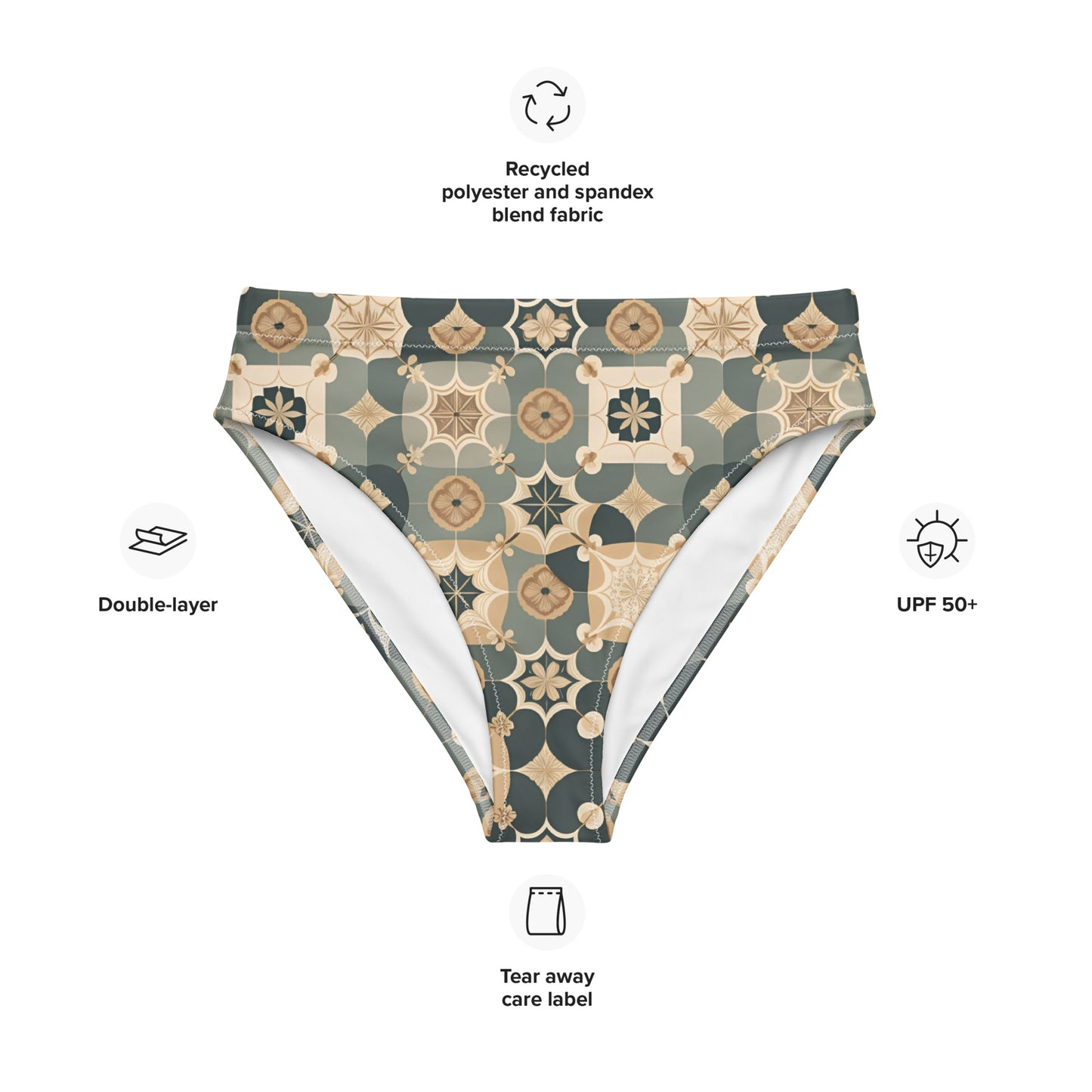 Recycled high-waisted bikini bottom