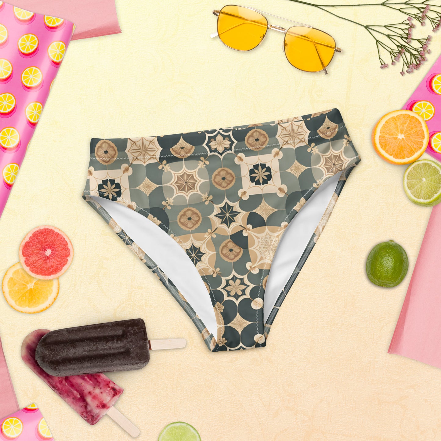 Recycled high-waisted bikini bottom