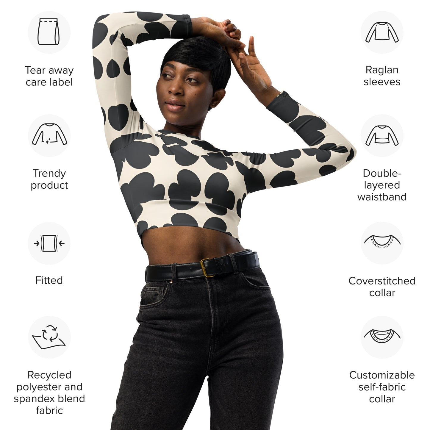 Recycled long-sleeve crop top