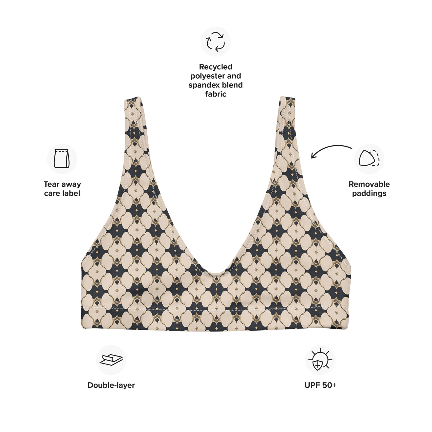 Recycled padded bikini top
