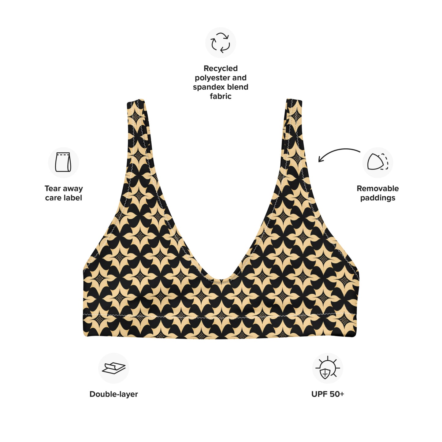 Recycled padded bikini top