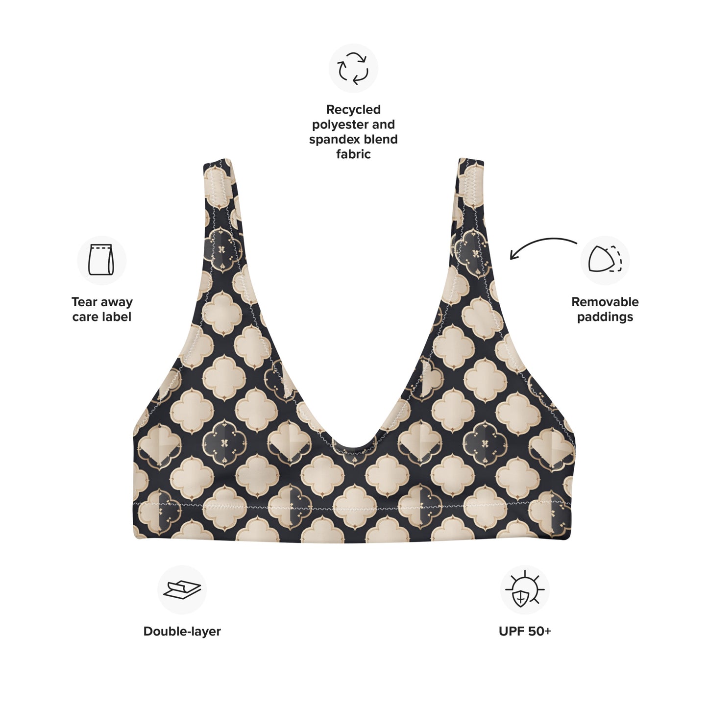 Recycled padded bikini top