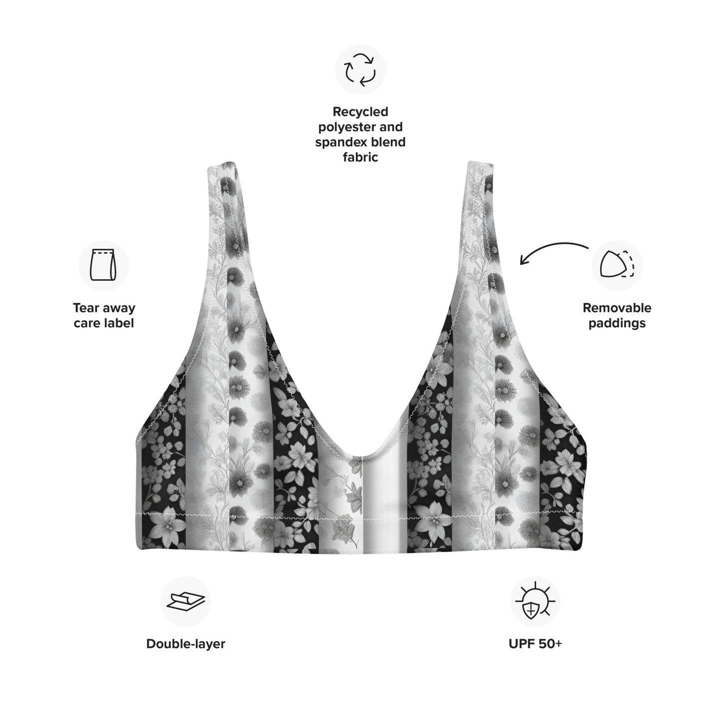Recycled padded bikini top