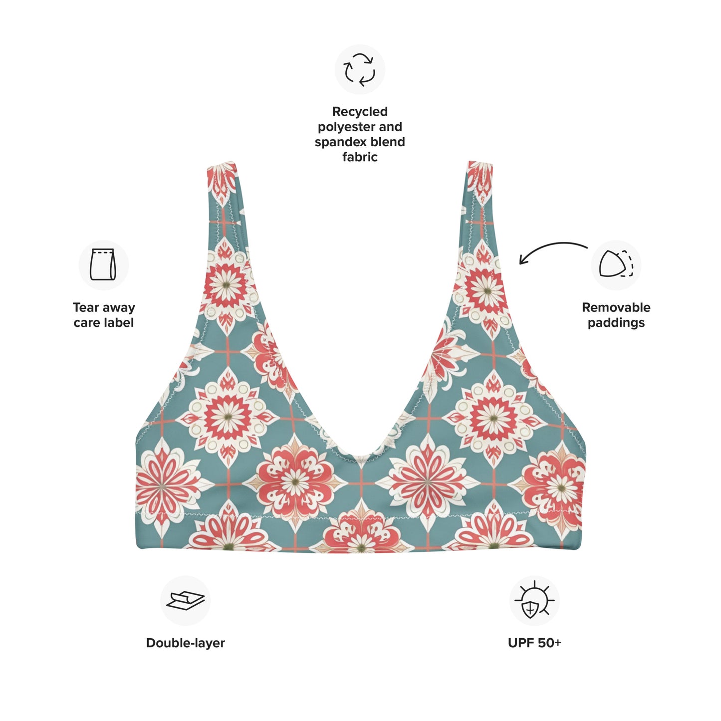 Recycled padded bikini top