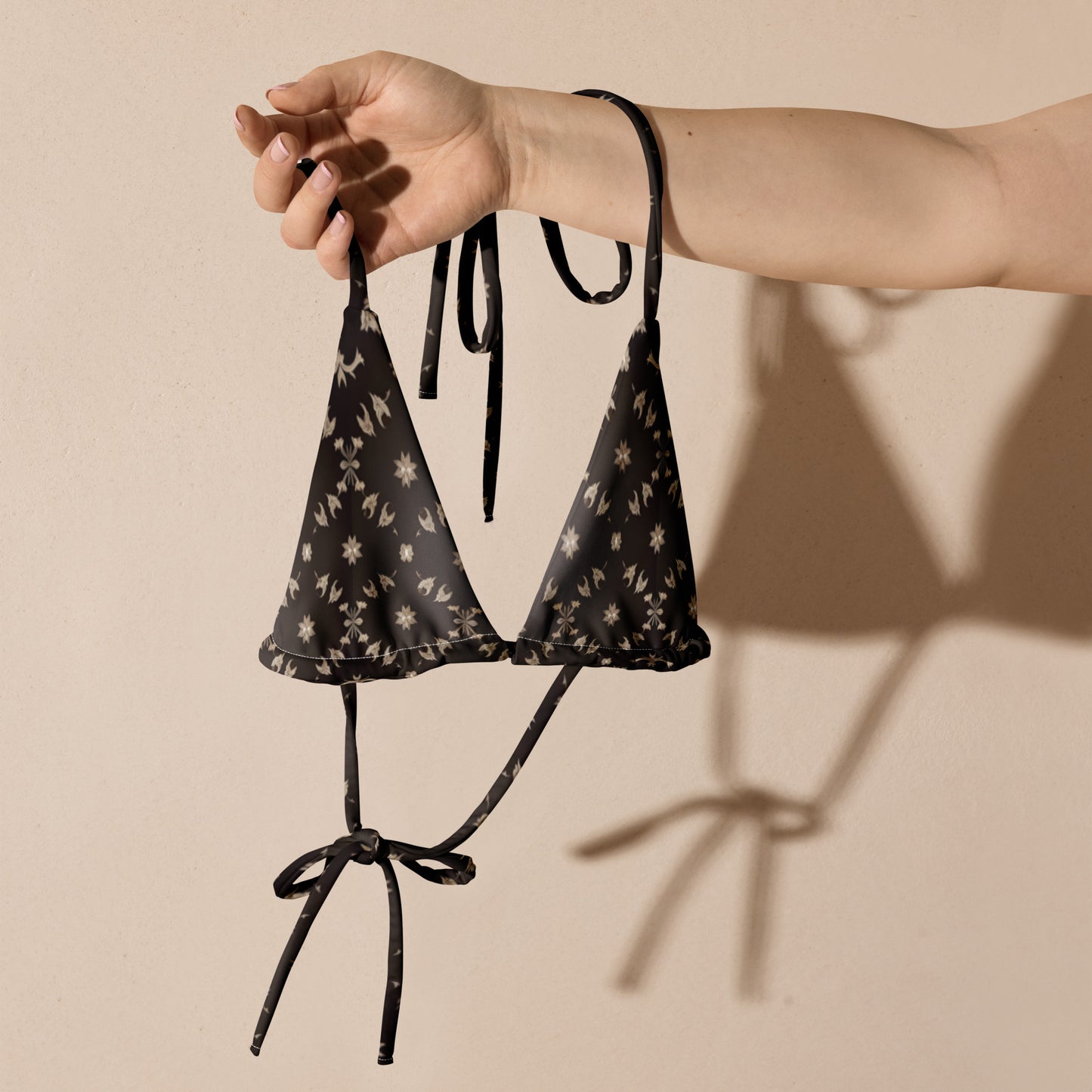 All-over print recycled string bikini top