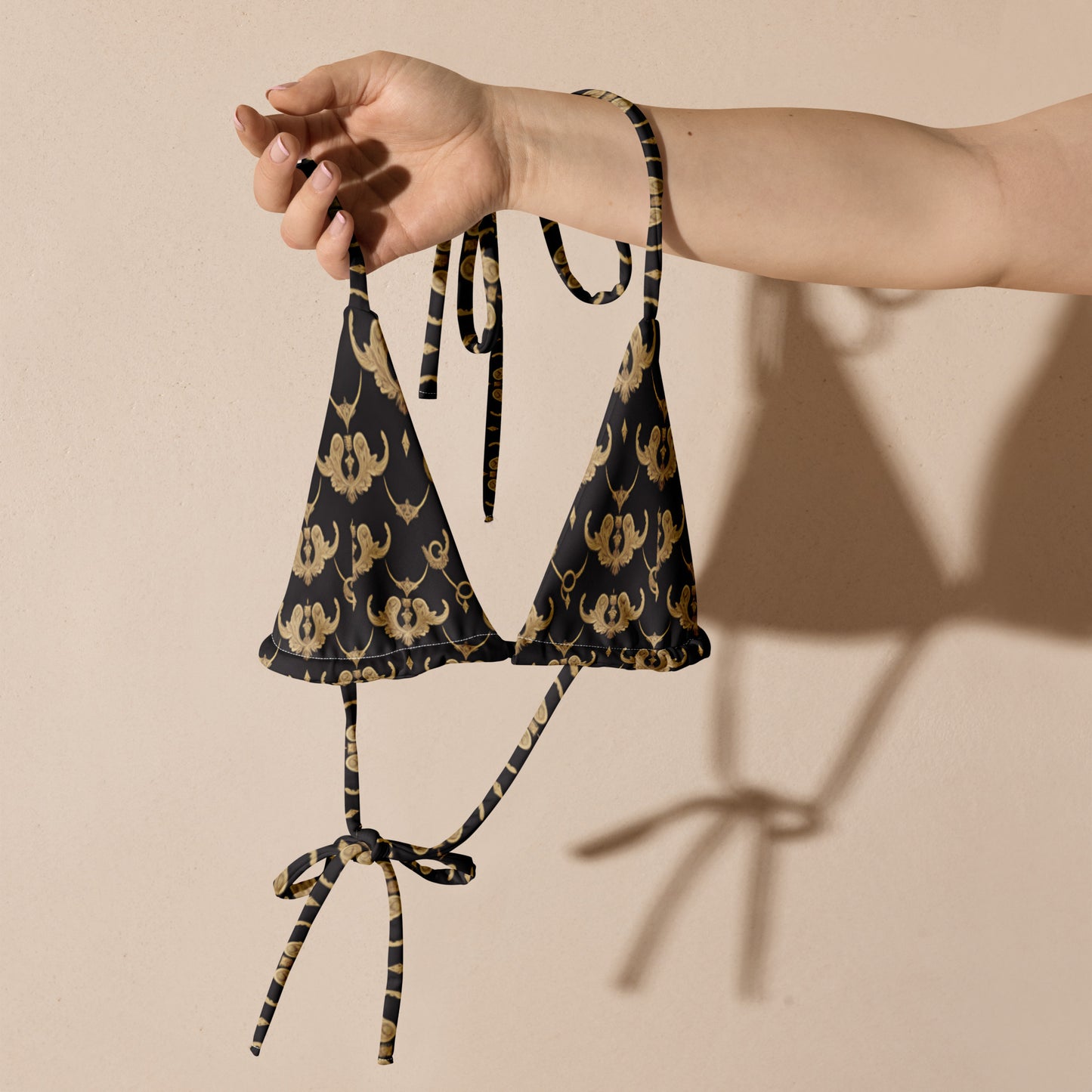 All-over print recycled string bikini top