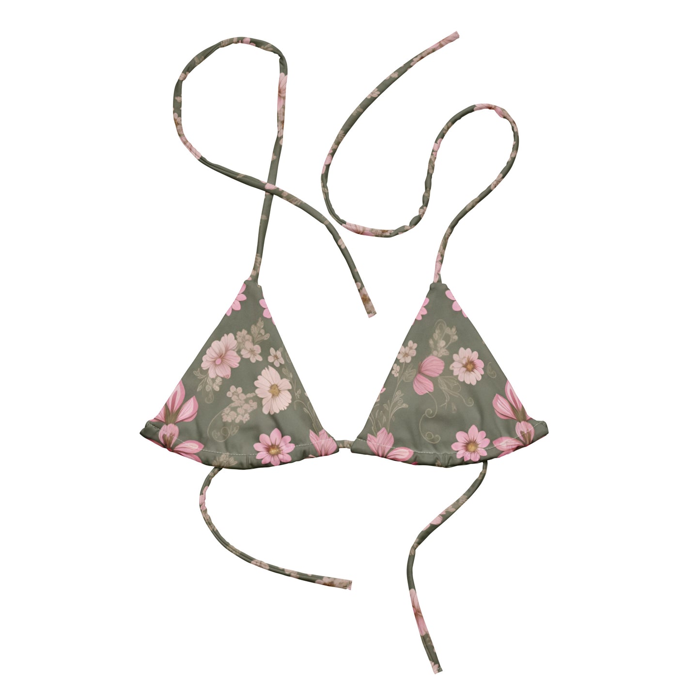 All-over print recycled string bikini top