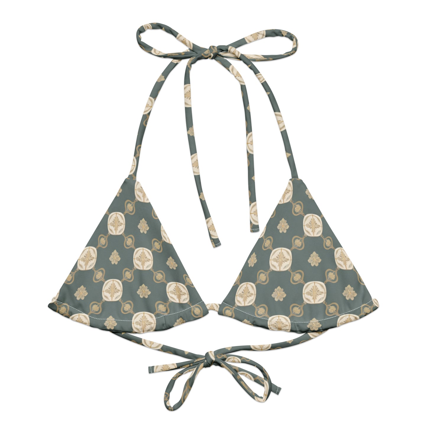 All-over print recycled string bikini top
