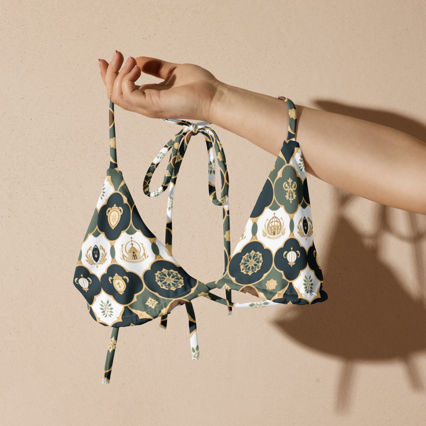 All-over print recycled string bikini top