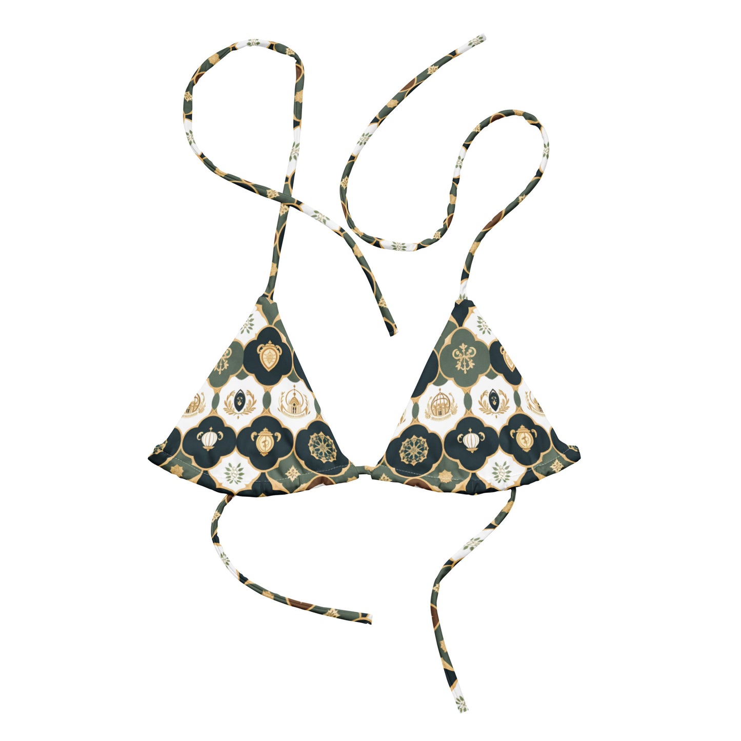 All-over print recycled string bikini top