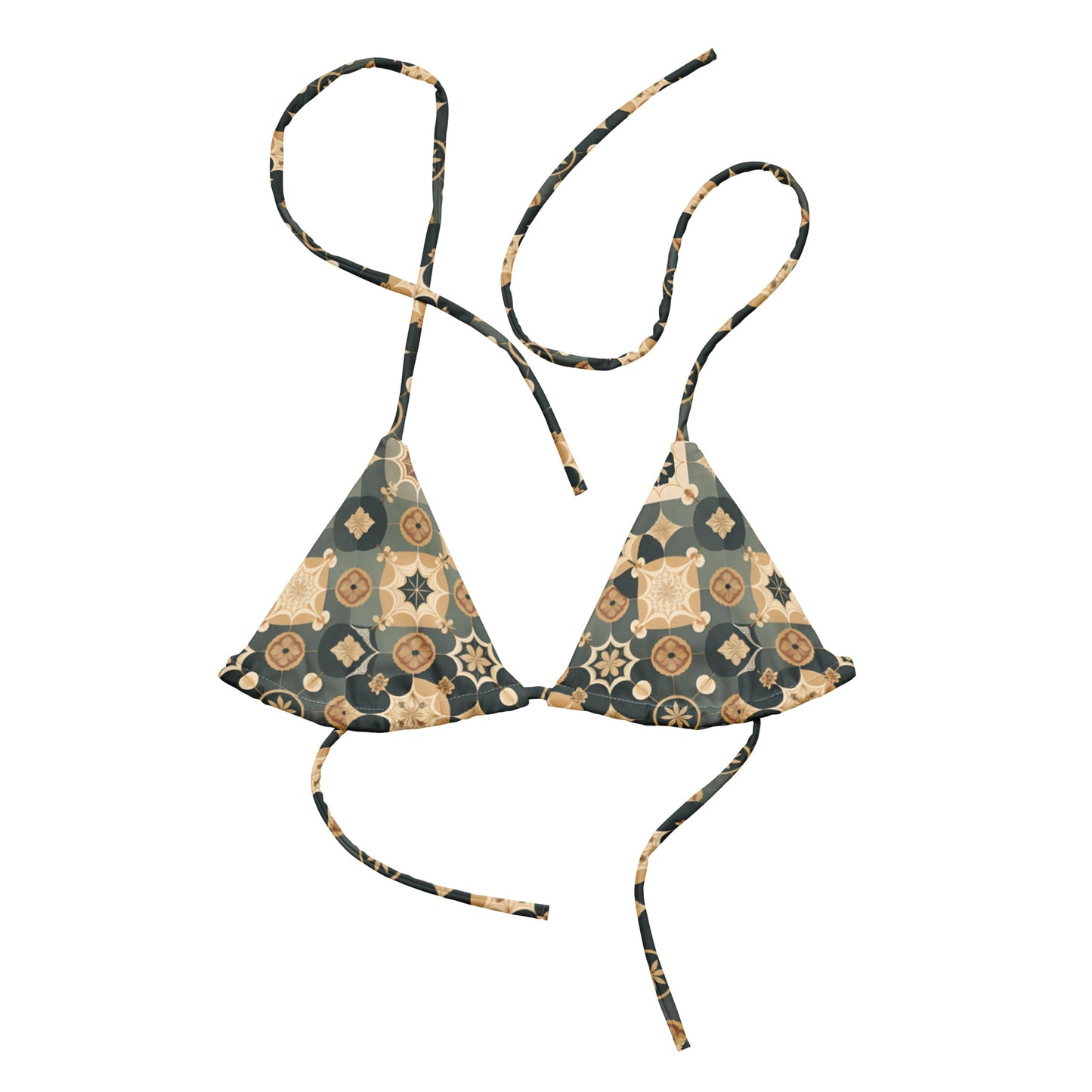 All-over print recycled string bikini top