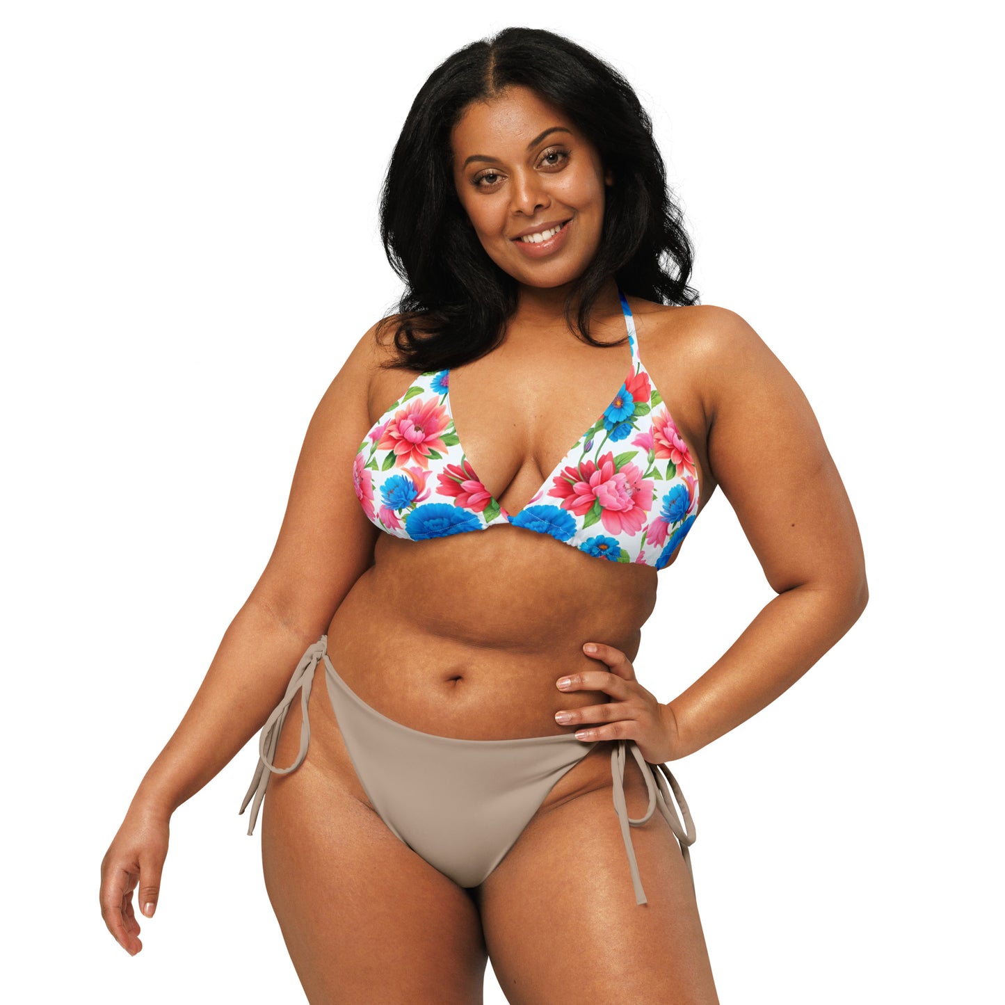 All-over print recycled string bikini top