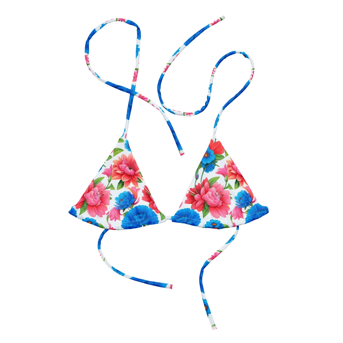 All-over print recycled string bikini top